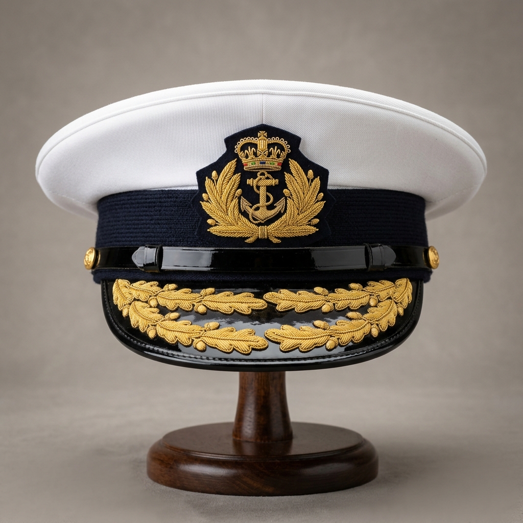 Admiral Fleet Flag Officer Double-Row Bullion Cap - Handmade Bullion & Insignia