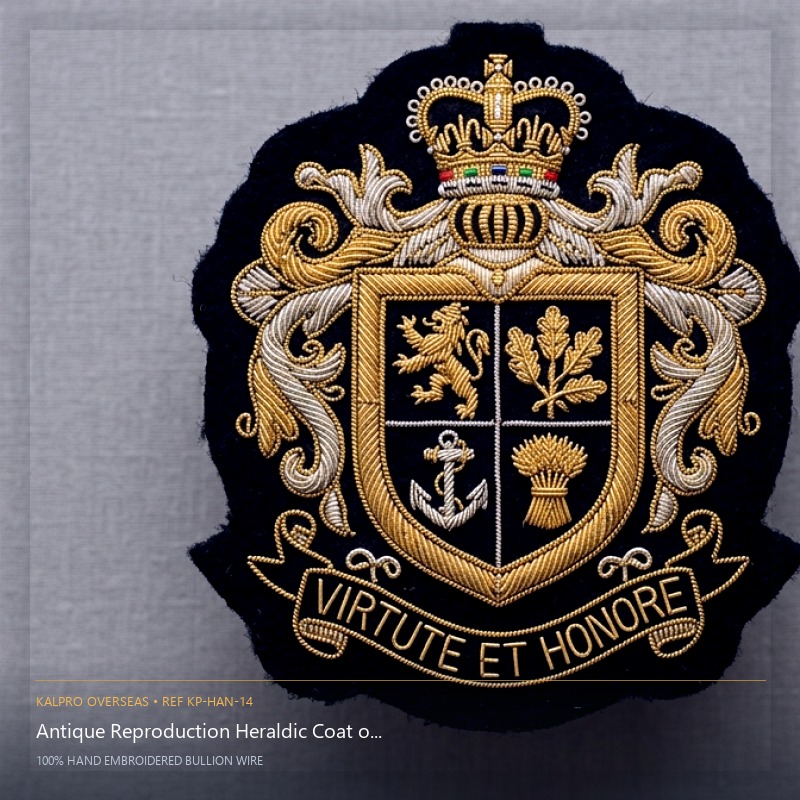 Antique Reproduction Heraldic Coat of Arms - Handmade Bullion & Insignia