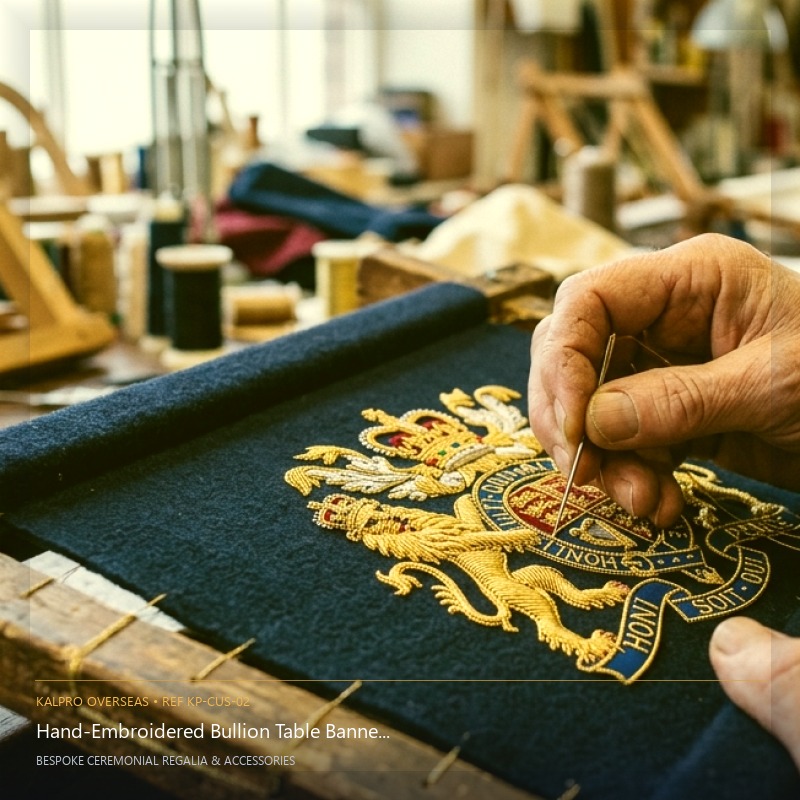 Hand-Embroidered Bullion Table Banner & Pennant - Handmade Bullion & Insignia