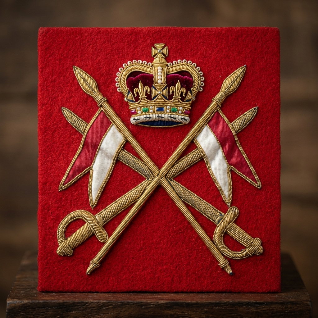 Cavalry Crossed Lances Bullion Wire Badge - Handmade Bullion & Insignia