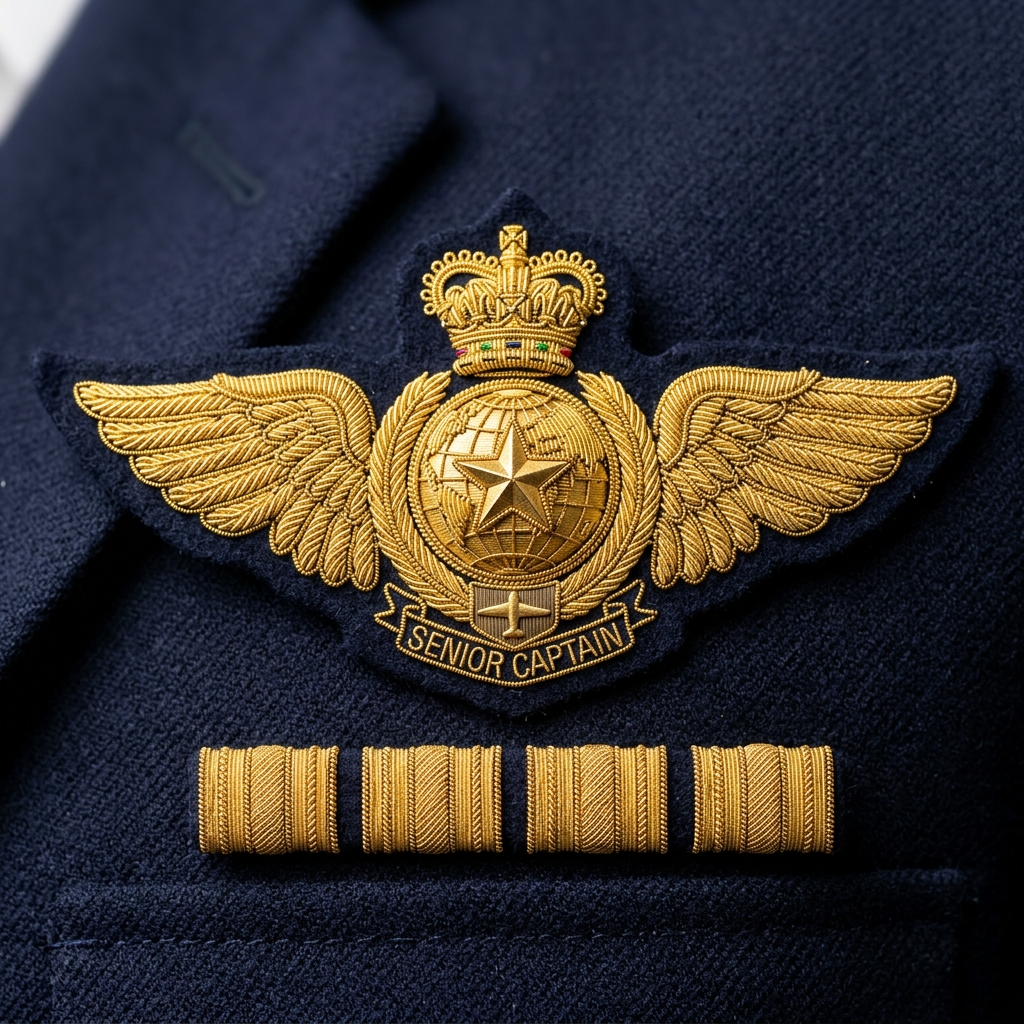 Commercial Senior Captain Gold Pilot Wings - Handmade Bullion & Insignia