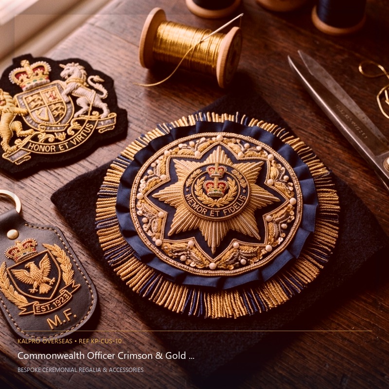 Commonwealth Officer Crimson & Gold Waist Sash - Handmade Bullion & Insignia
