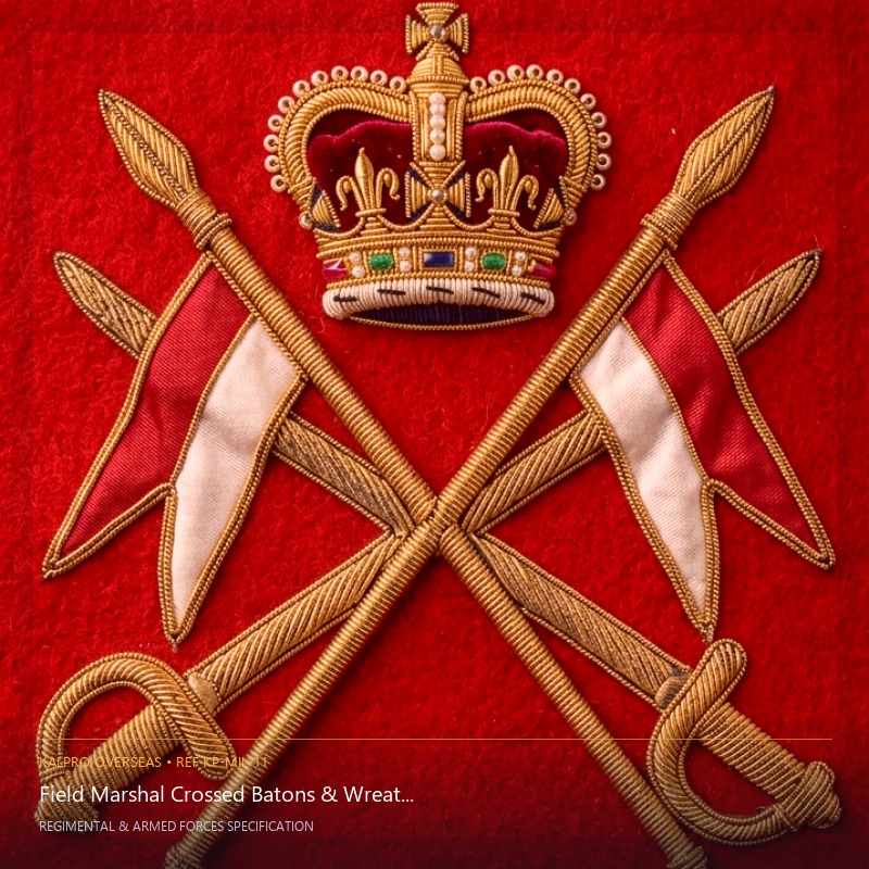 Field Marshal Crossed Batons & Wreath Crest - Handmade Bullion & Insignia