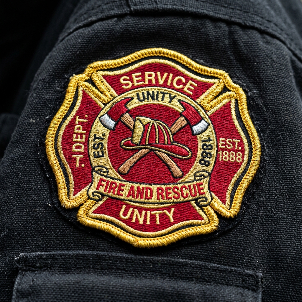 Fire & Rescue Maltese Cross Embroidered Patch - Handmade Bullion & Insignia