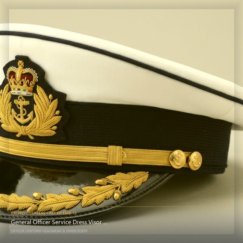 General Officer Service Dress Visor Cap - Handmade Bullion & Insignia
