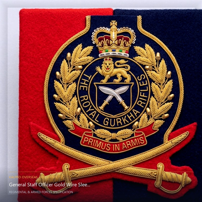 General Staff Officer Gold Wire Sleeve Crest - Handmade Bullion & Insignia