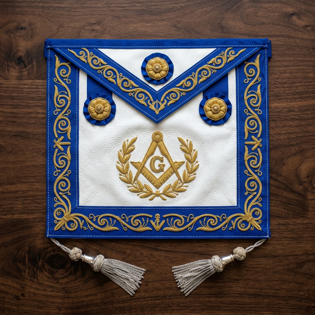 Hand-Stitched Masonic Craft Apron Bullion Regalia - Handmade Bullion & Insignia