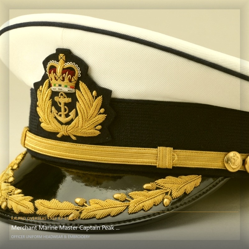Merchant Marine Master Captain Peak Cap - Handmade Bullion & Insignia