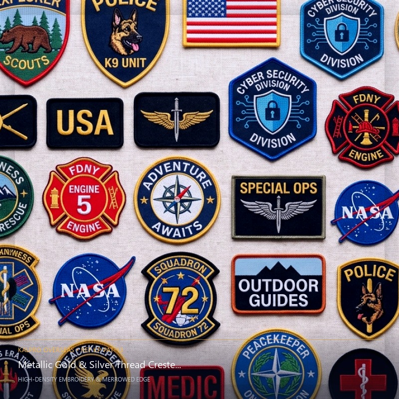 Metallic Gold & Silver Thread Crested Emblem - Handmade Bullion & Insignia