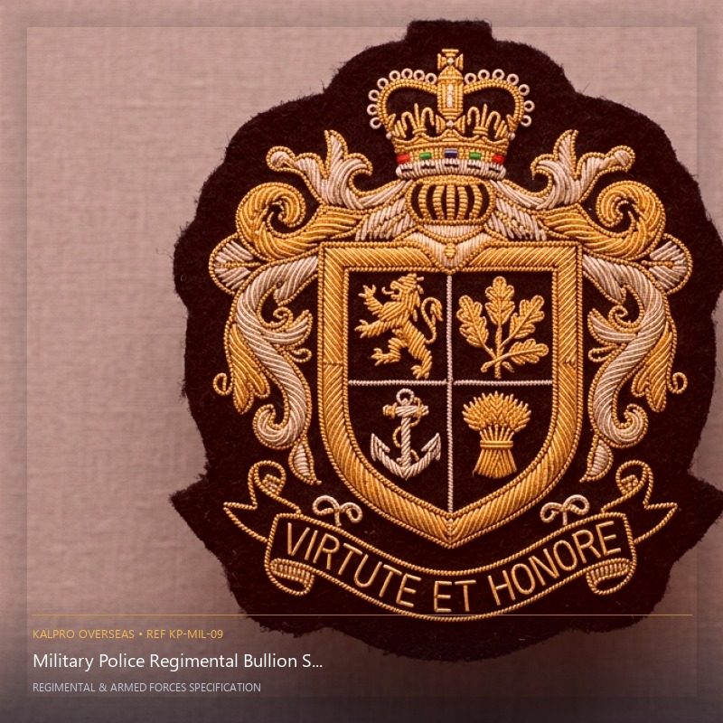 Military Police Regimental Bullion Shield - Handmade Bullion & Insignia