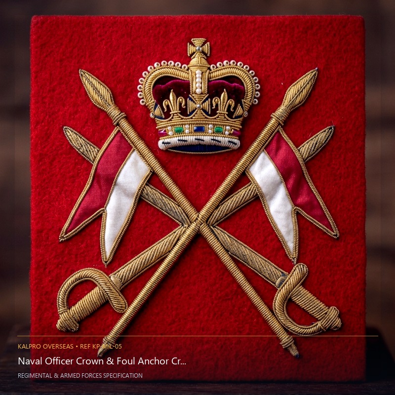 Naval Officer Crown & Foul Anchor Crest - Handmade Bullion & Insignia