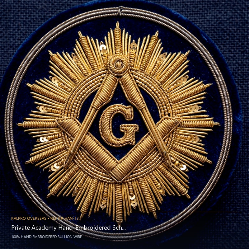 Private Academy Hand-Embroidered School Crest - Handmade Bullion & Insignia