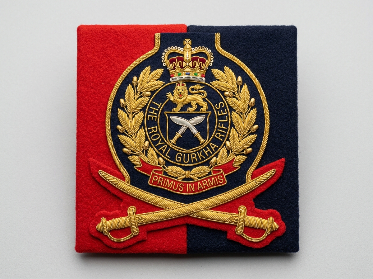 Regimental Rifles & Crossed Swords Crest - Handmade Bullion & Insignia