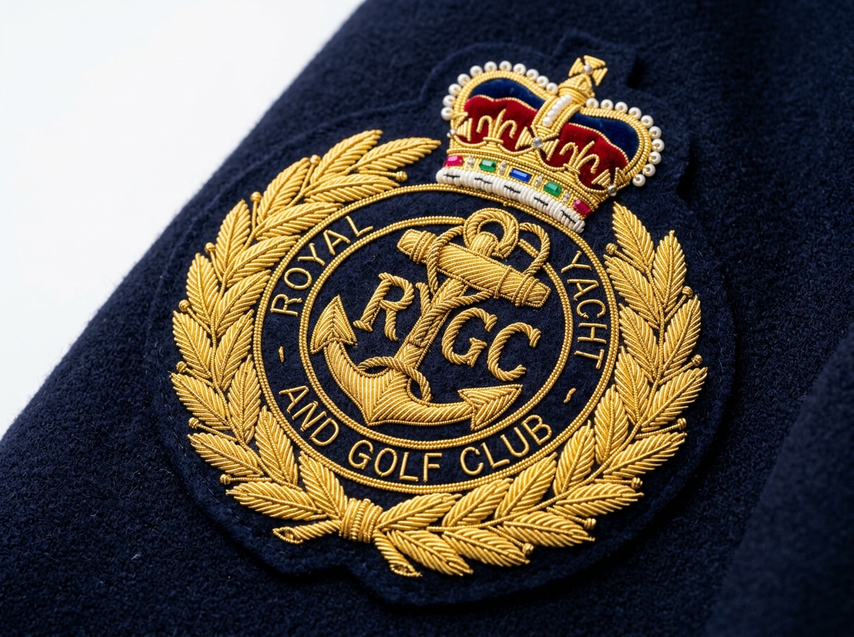Royal Club Hand-Embroidered Blazer Crest - Handmade Bullion & Insignia