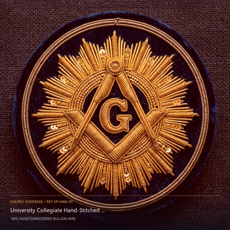 University Collegiate Hand-Stitched Bullion Crest - Handmade Bullion & Insignia